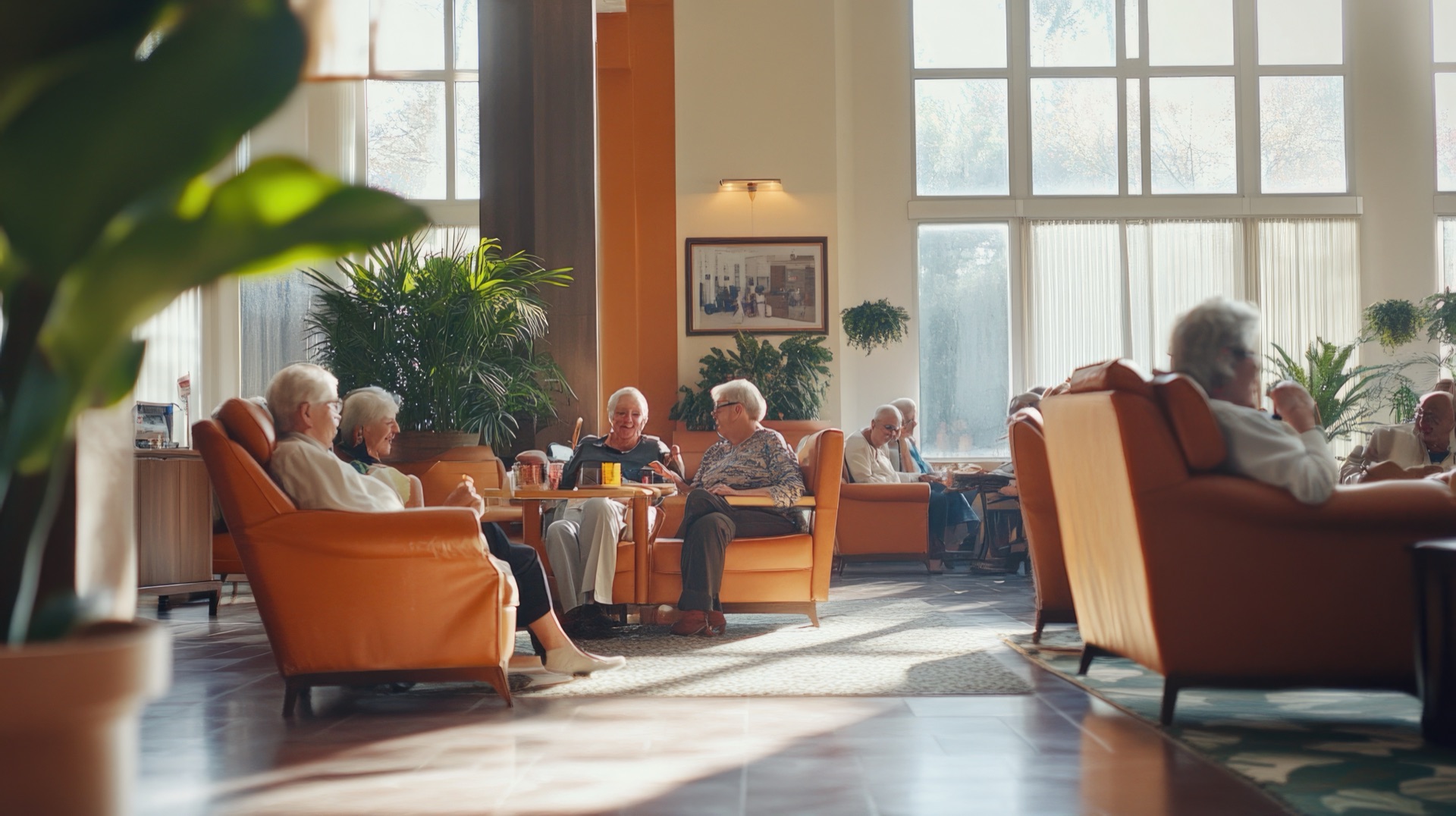Group of seniors enjoying community living together